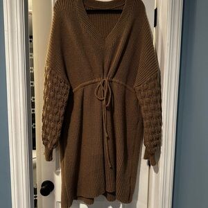 Brown Knit Cardigan Sweater